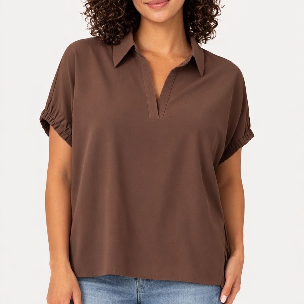 Entro Oversized Boxy Blouse in a delicious chocolate brown